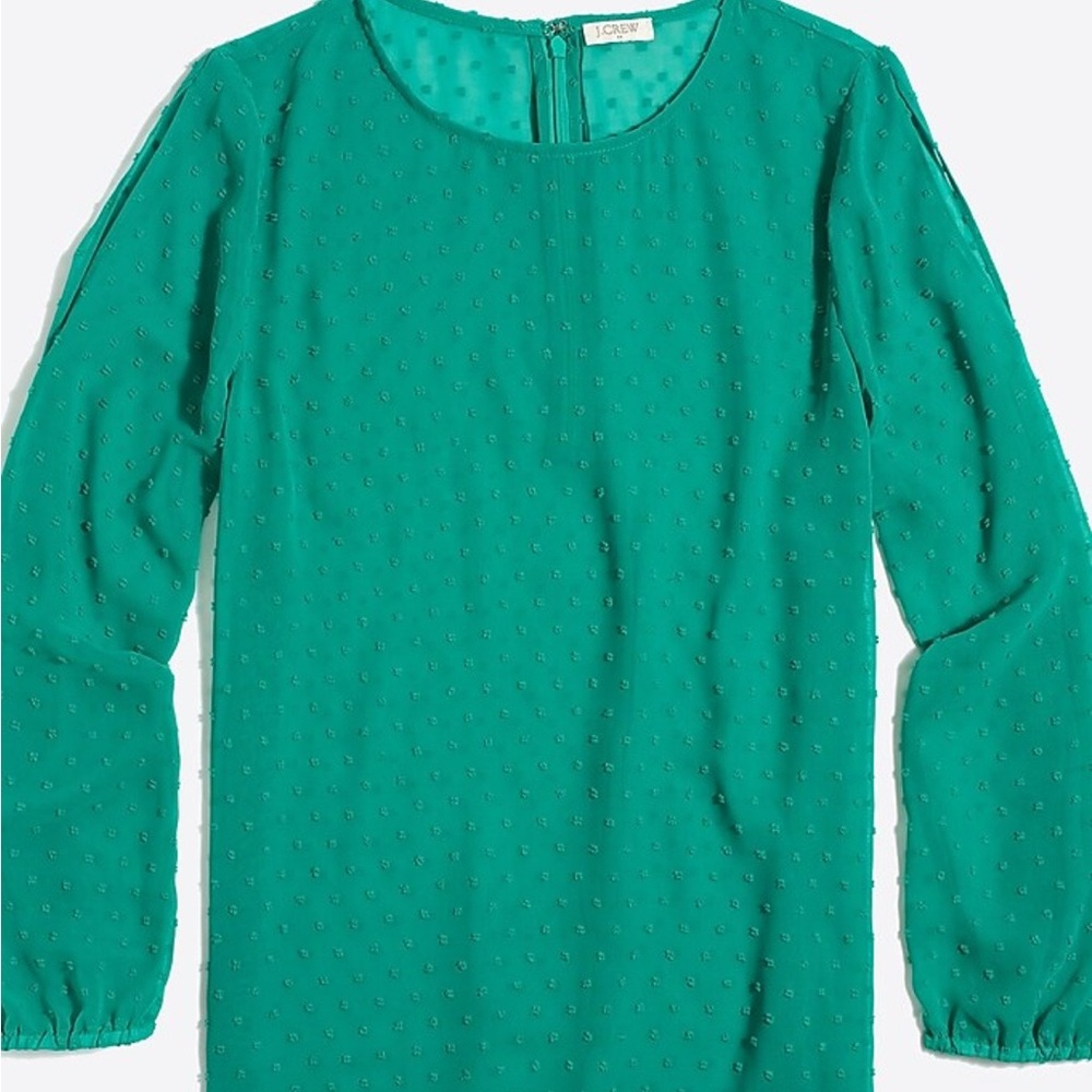 J. Crew Cold-shoulder clip dot top, Tawny Jade, M, NWT